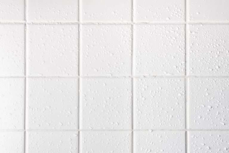 White shower tiles.