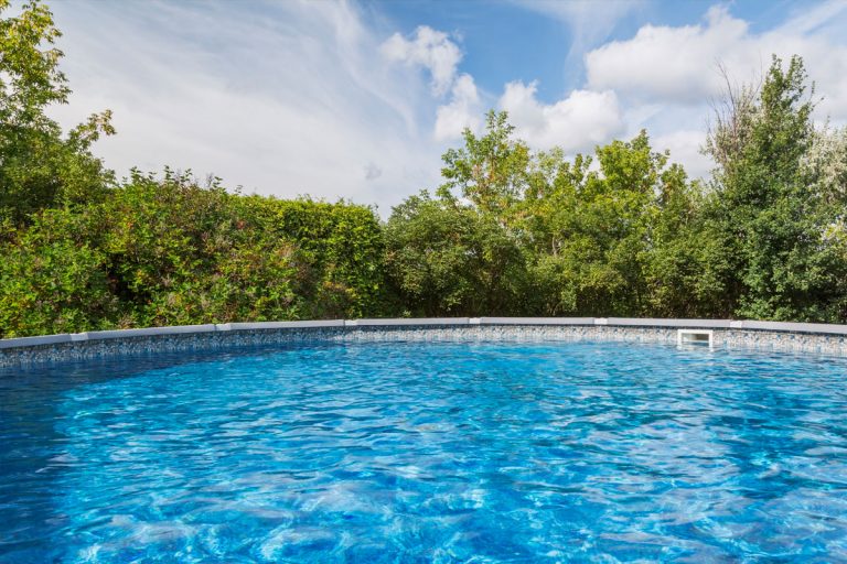 The water of a backyard pool