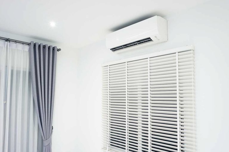 a ductless HVAC system on a wall.