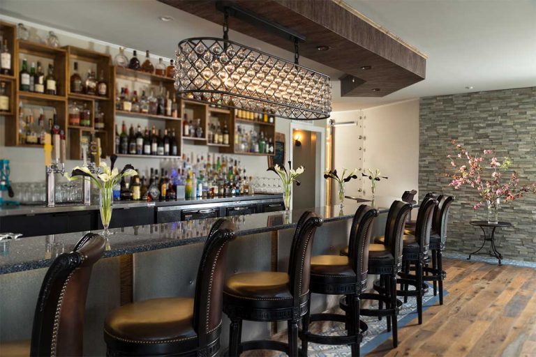 A bar setup in someone's home.